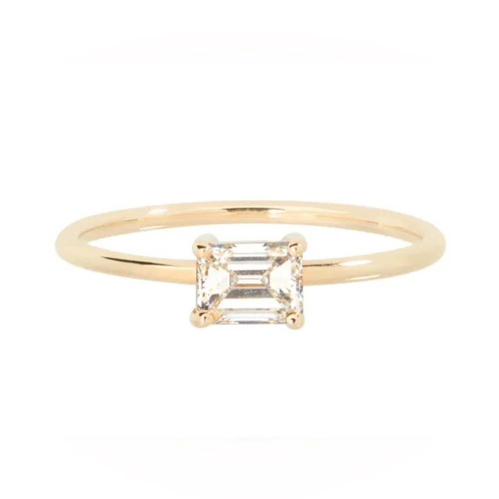 Catbird Wwake East-West Emerald-Cut Diamond Ring 14k gold Size 4.75